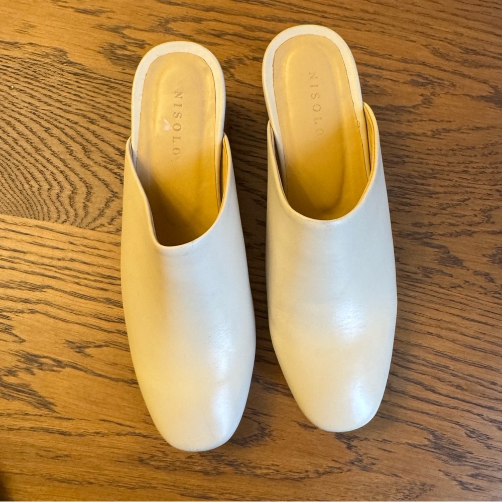 Nisolo Cream‎ Bone Leather All Day Mules Women’s Size 8 Modern Western Timeless - Picture 8 of 10